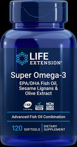 スーパーオメガ3 EPA/DHA フィッシュオイル、ゴマリグナン、オリーブエキス120 ソフトジェル